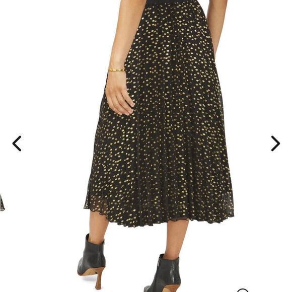 Vince Camuto Pleated Chiffon Foil Dot Maxi Skirt - Picture 5 of 10